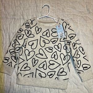 Cat & Jack 3T white gray cream Heather Heart crew Sweatshirt valentines boy girl